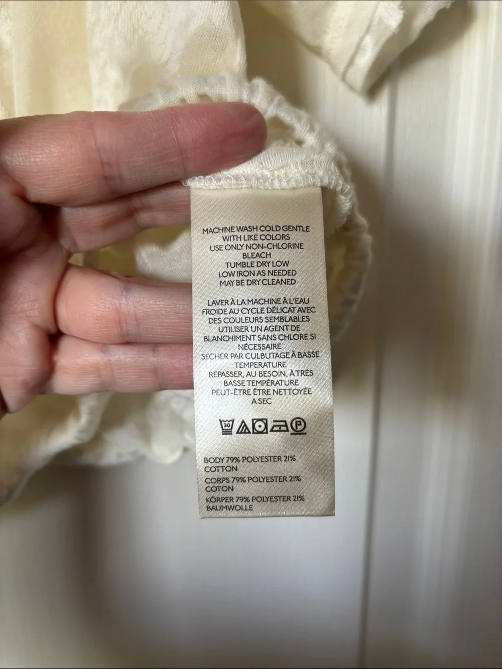 Anthropologie Ivory Floral Sheer Peasant Blouse. - Picture 7 of 7